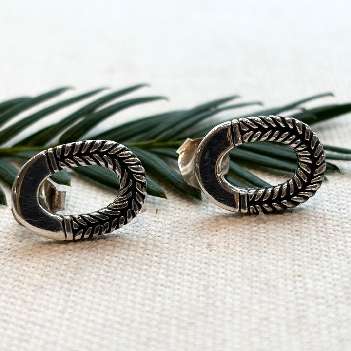 Sterling Silver Rope Oval Stud Earrings