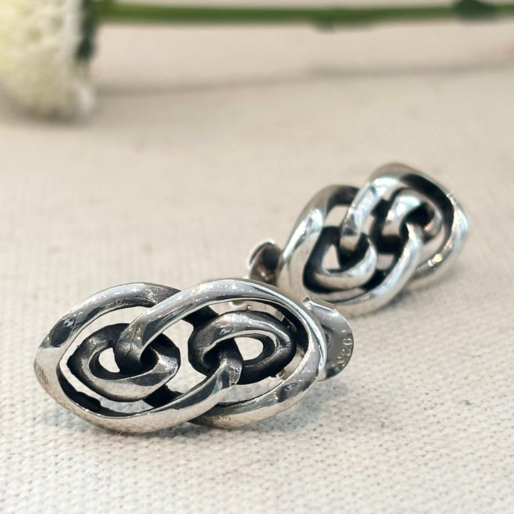 Sterling Silver Double Swirl Stud Earrings 18 x 10 mm