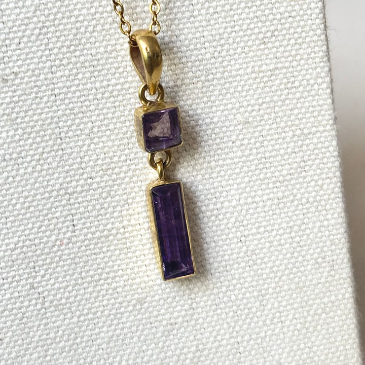 Handmade Two-Stone Amethyst Panchadhatu Necklace