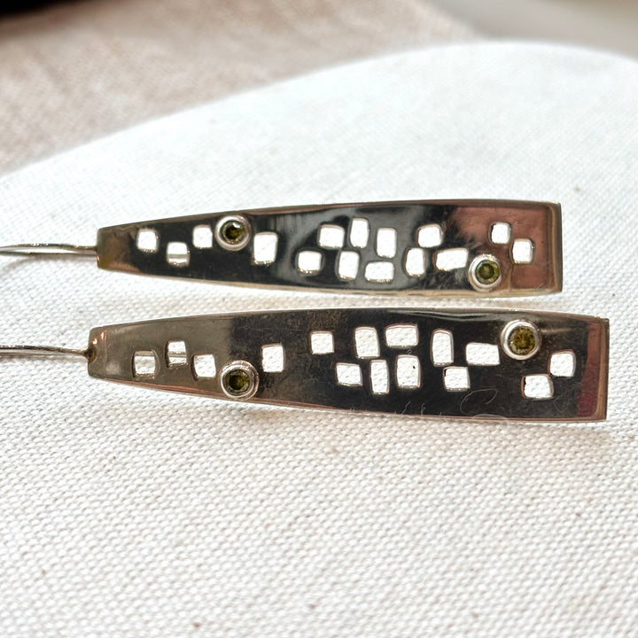 Sterling Silver Peridot Window Drop Earrings