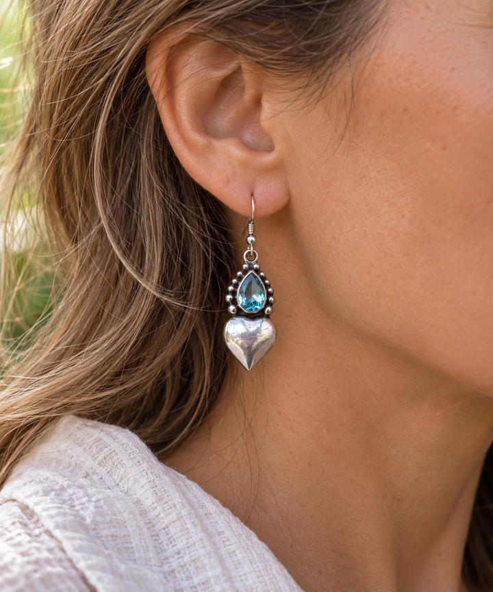 Sterling Silver Blue Topaz Drop Earrings