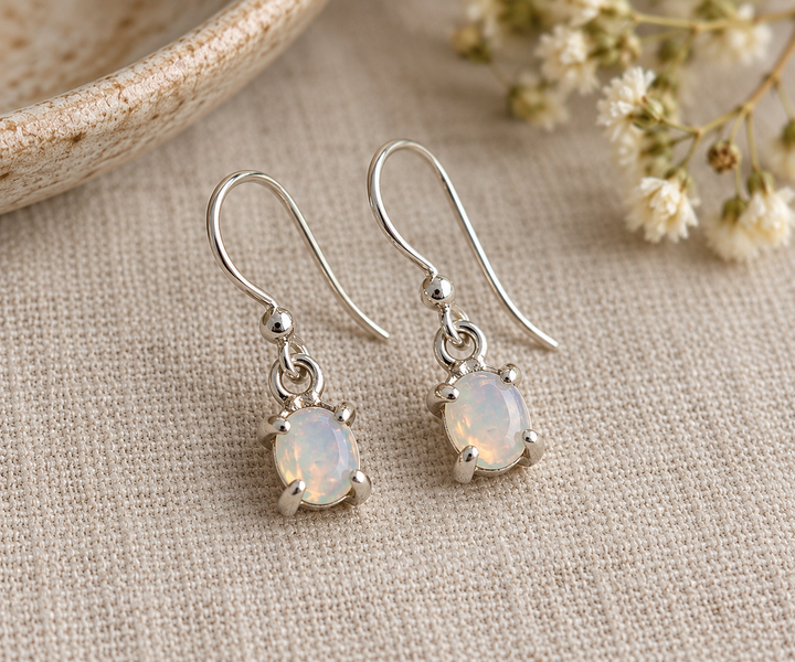 Sterling Silver Ethiopian Opal Drop Earrings