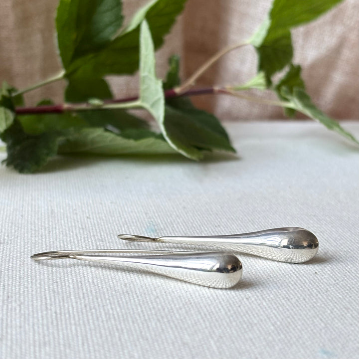 Long Sterling Silver Teardrop Earrings