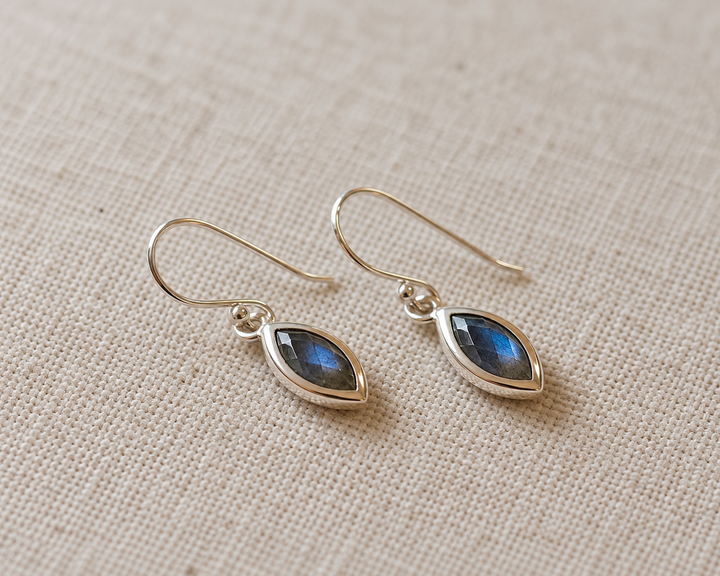 Faceted Labradorite Sterling Silver Drop Earrings