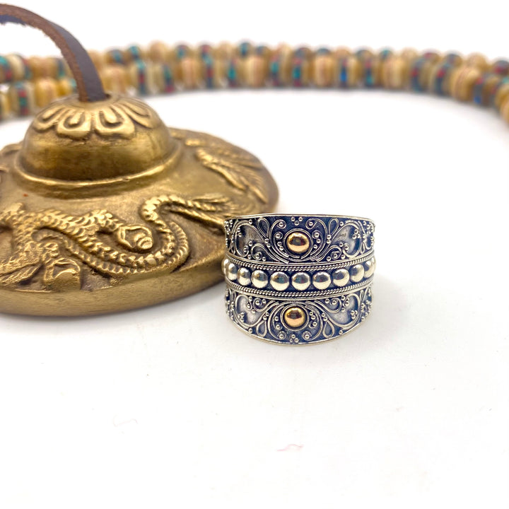 Silver Ring with Gold Plated Details