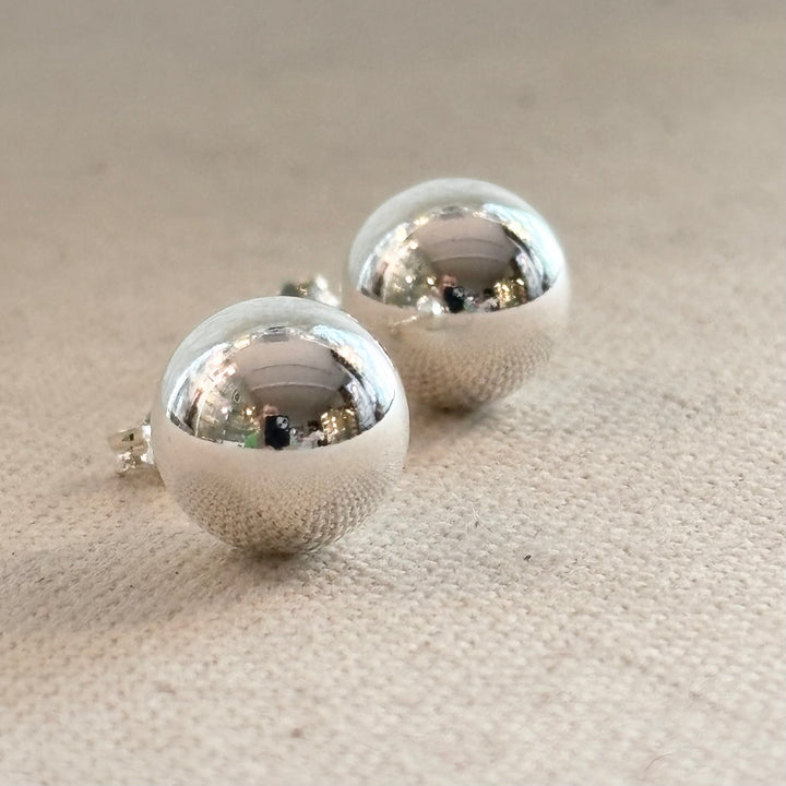 Large Silver Ball Studs 14 mm