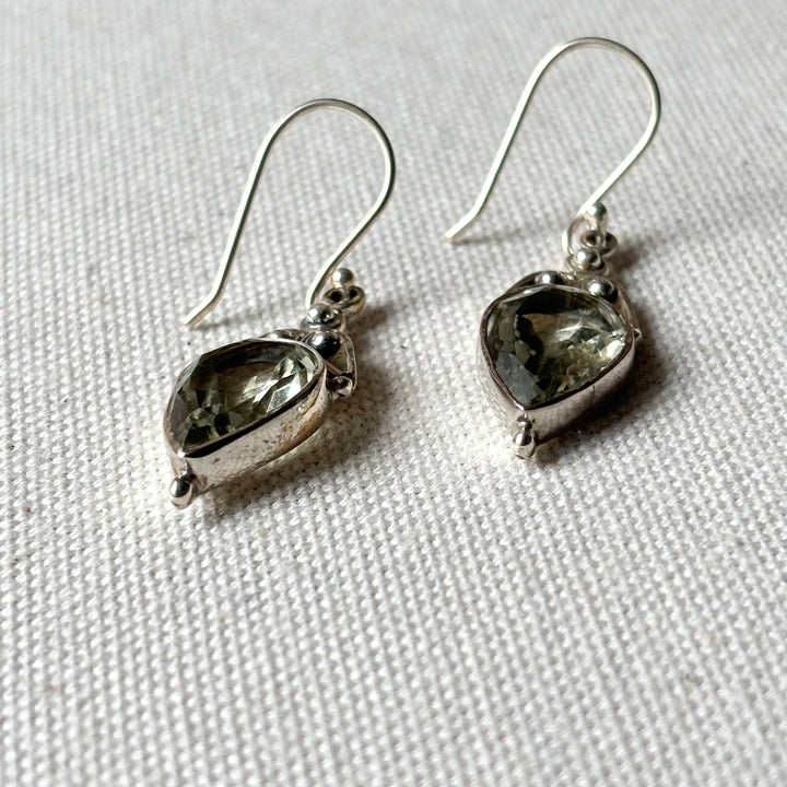 Sterling Silver Green Amethyst Drop Earrings
