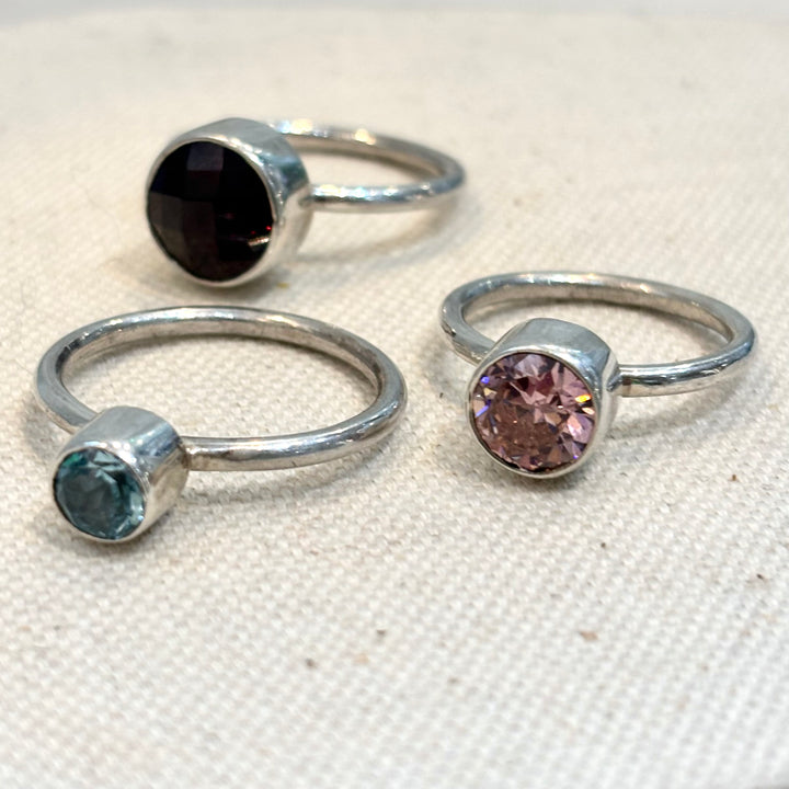 Sterling Silver Gemstone Stacking Ring – Handmade Silver Ring