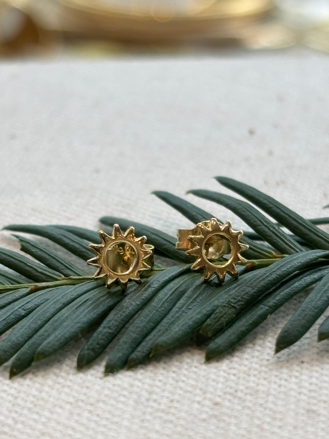 Gold plated sterling silver sun stud earrings