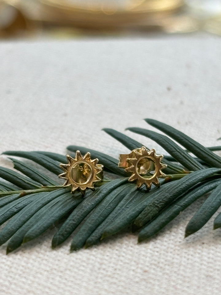 Gold plated sterling silver sun stud earrings