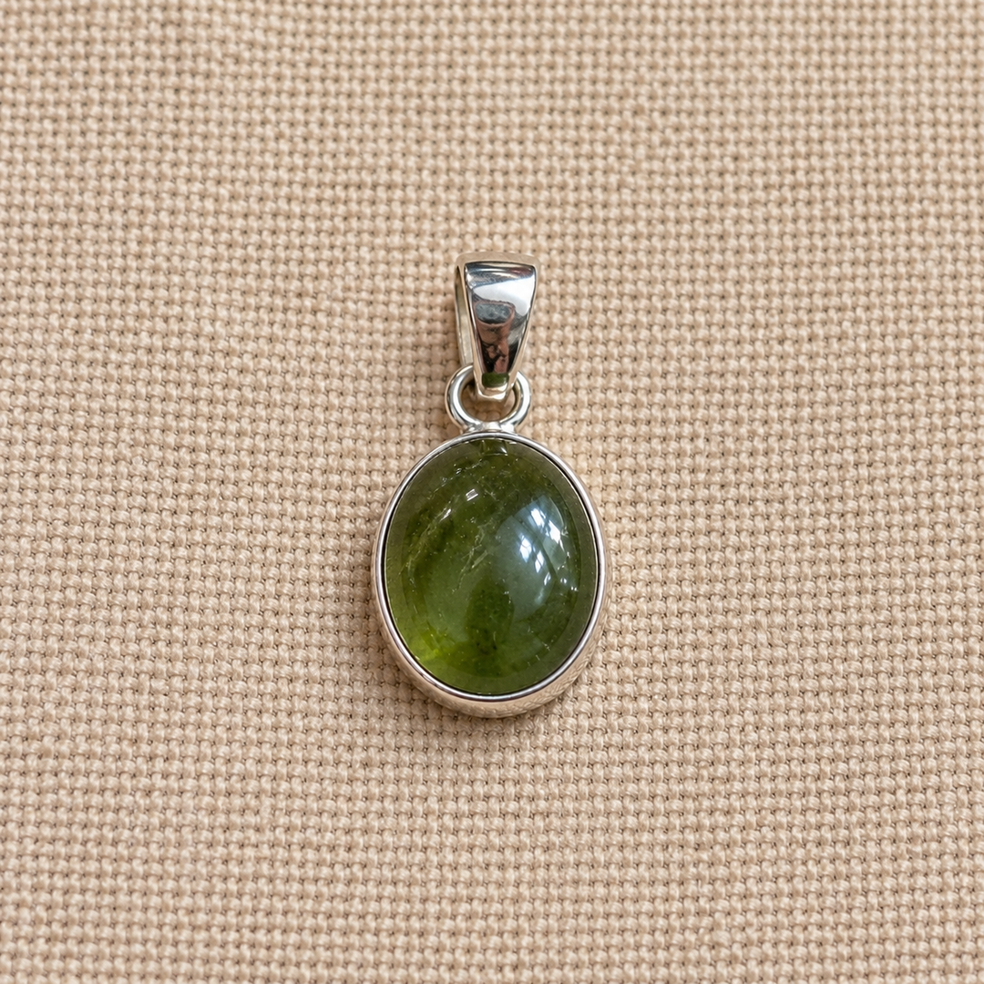 Green Tourmaline Silver Pendant