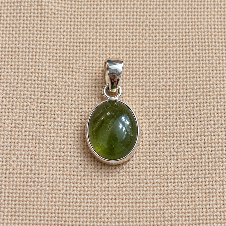 Green Tourmaline Silver Pendant