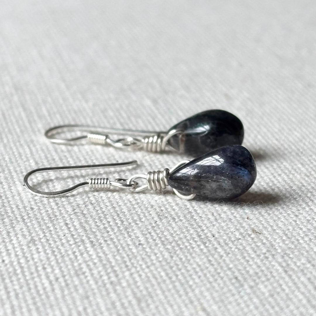 Handmade Labradorite Teardrop Silver Earrings