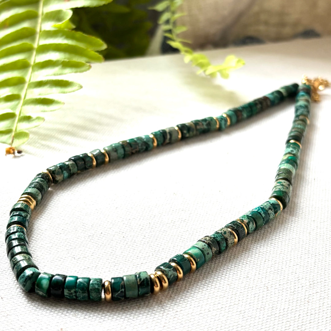 Natural Green Jasper Necklace – 16–20 Inch