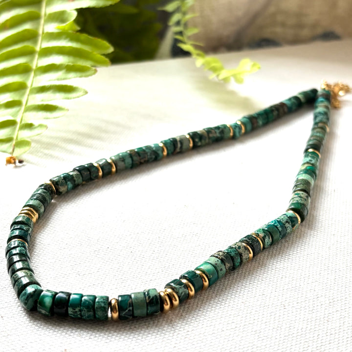 Natural Green Jasper Necklace – 16–20 Inch