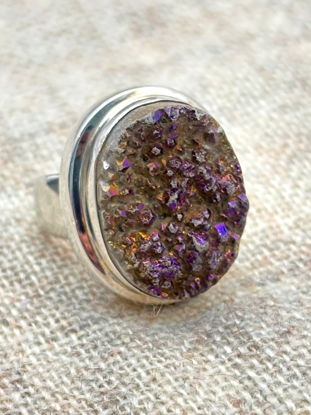 Purple Druzy Statement Ring in Sterling Silver – Size M