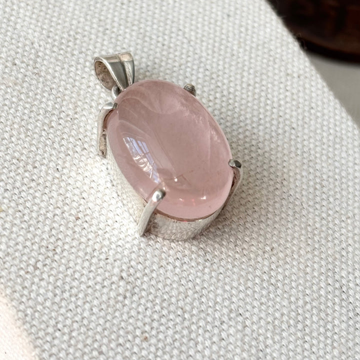 Rose Quartz Pendant – Handmade Sterling Silver