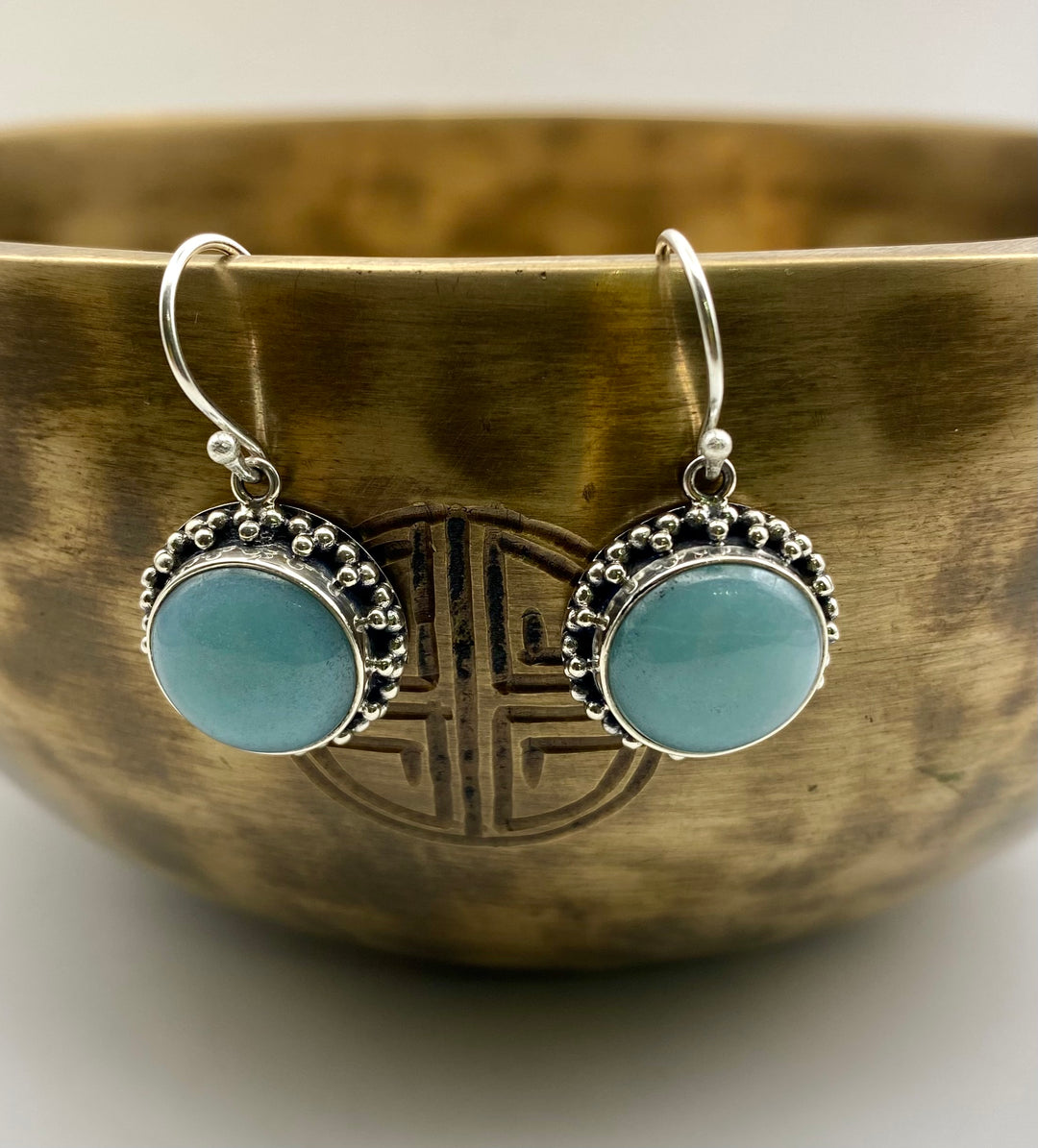 Larimar Halo Earrings