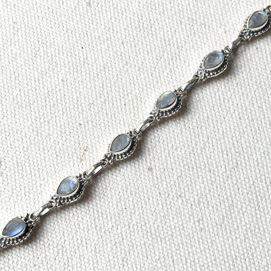 Ethiopian Opal Teardrop Bracelet in Sterling Silver