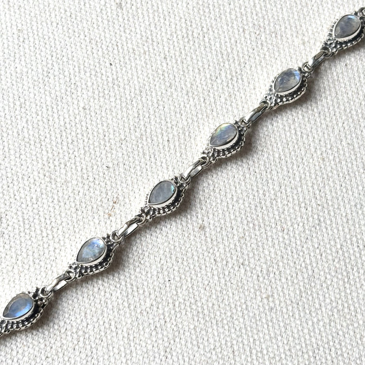 Ethiopian Opal Teardrop Bracelet in Sterling Silver