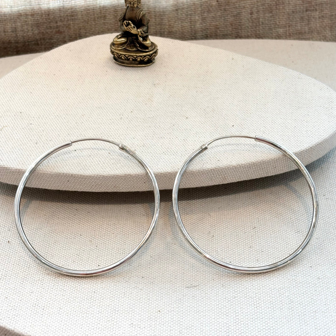 Sterling Silver Hoop Earrings – Large 60mm