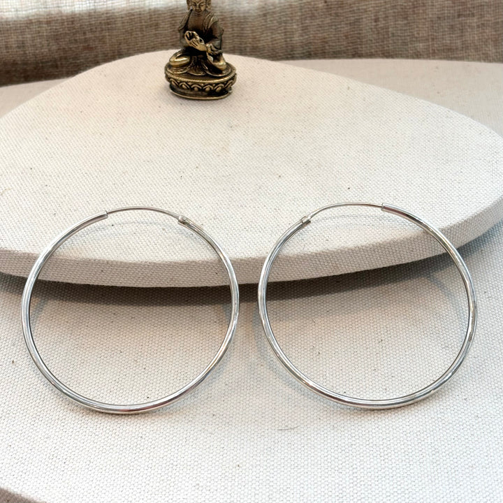 Sterling Silver Hoop Earrings – Large 60mm