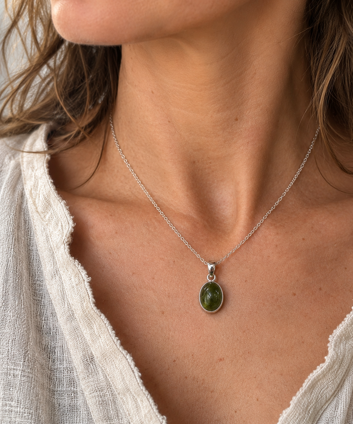 Green Tourmaline Silver Pendant