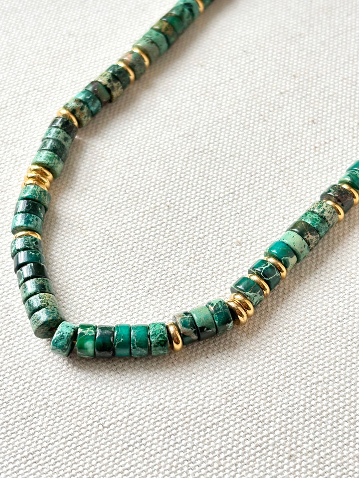 Natural Green Jasper Necklace – 16–20 Inch