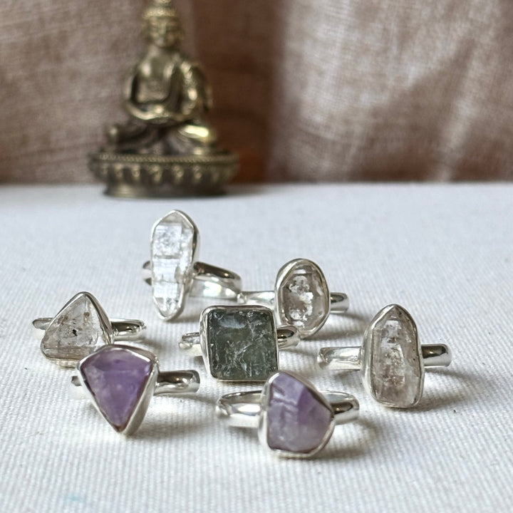 Raw Amethyst Sterling Silver Ring – Size P