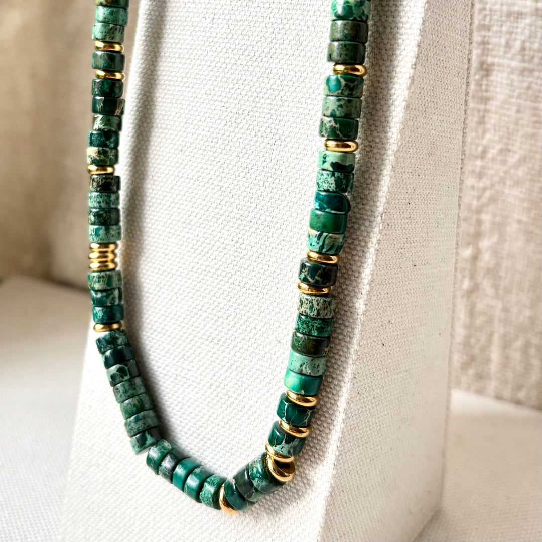 Natural Green Jasper Necklace – 16–20 Inch