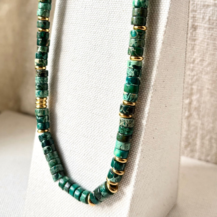 Natural Green Jasper Necklace – 16–20 Inch