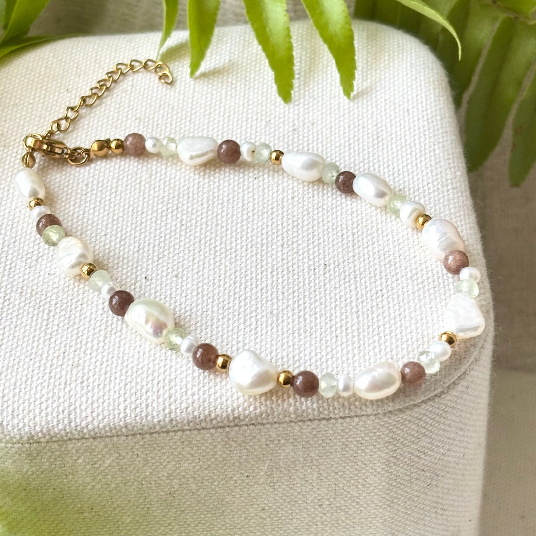 Moonstone & Freshwater Pearl Anklet