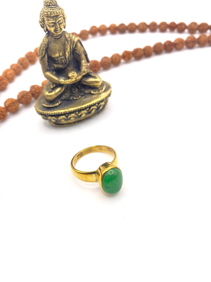Green Agate Panchadhatu Ring
