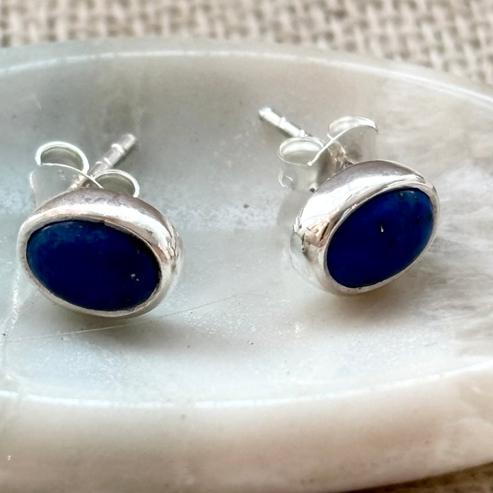 Sterling Silver Lapis Lazuli Stud Earrings