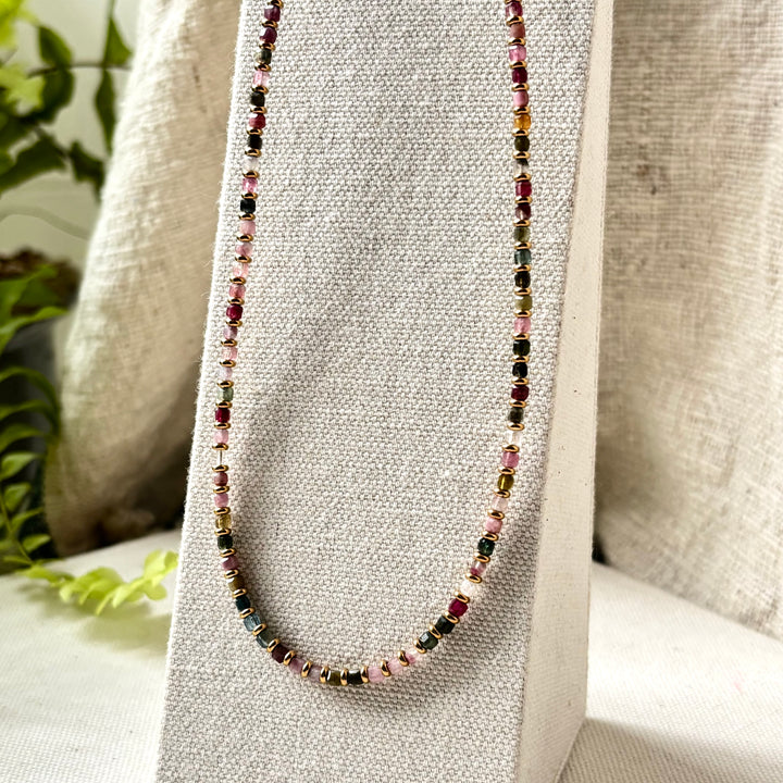 Tourmaline Gemstone Bead Necklace – 16–18 Inches
