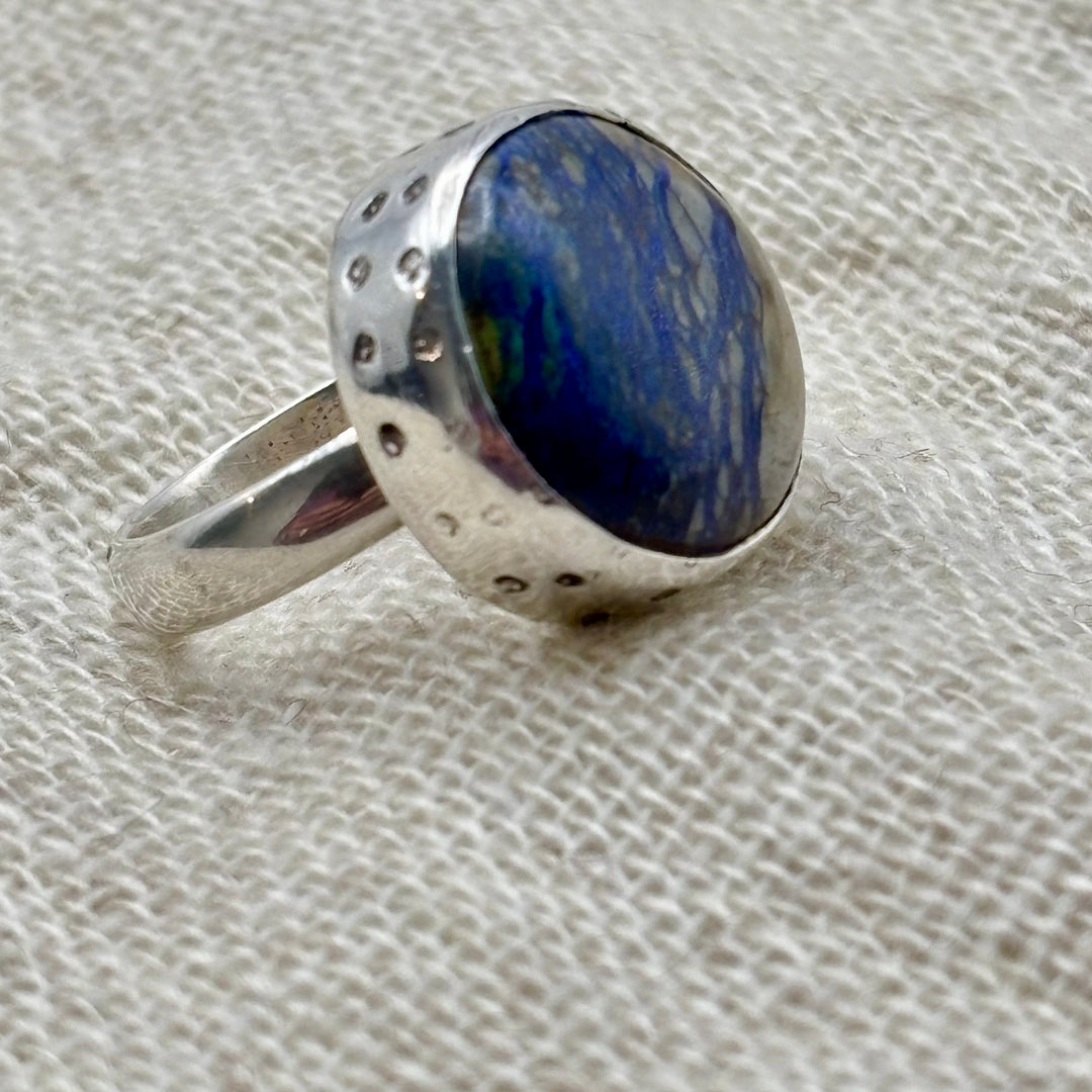 Azurite in Quartz Ring