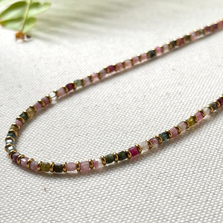 Tourmaline Gemstone Bead Necklace – 16–18 Inches