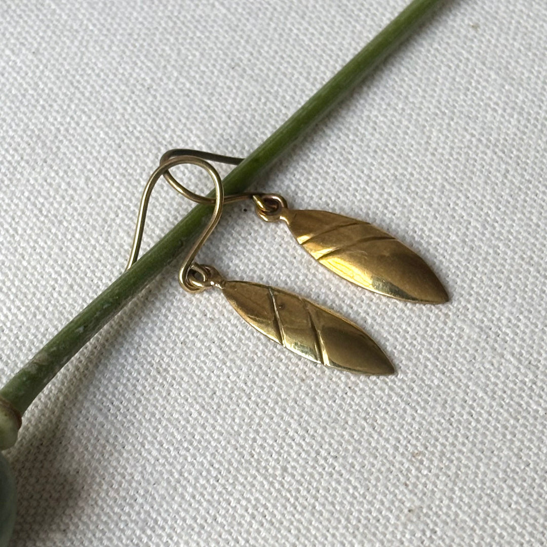 Handmade Panchadhatu Leaf Drop Earrings