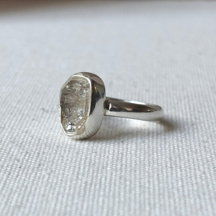 Raw Quartz Sterling Silver Ring – Size Q