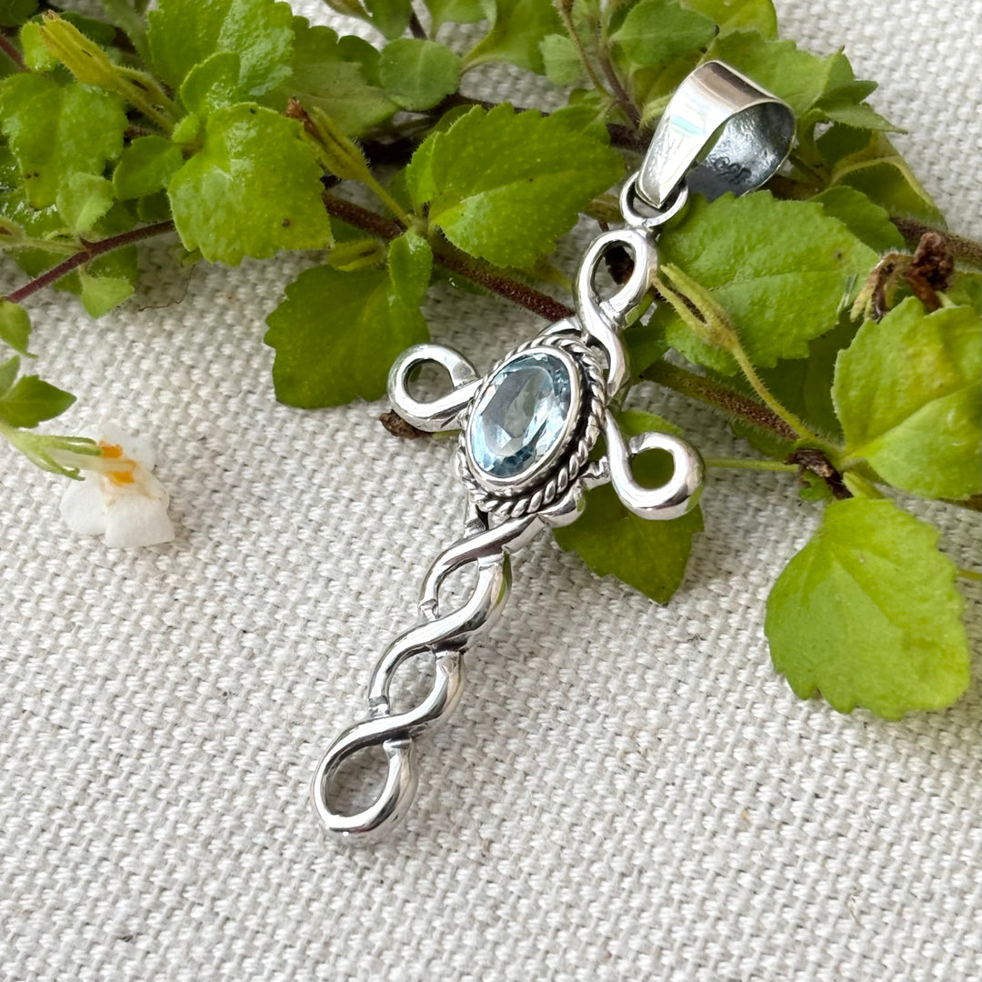Blue Topaz Sterling Silver Pendant