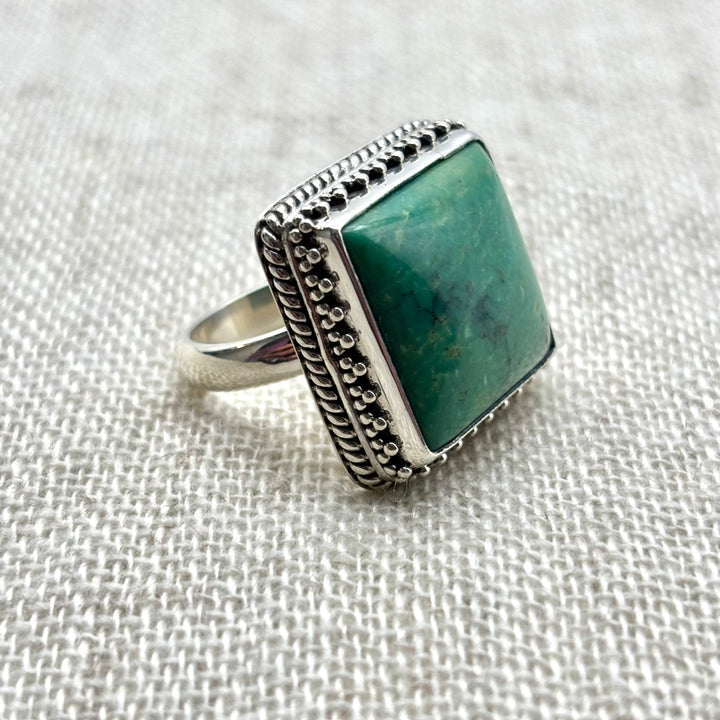 Turquoise Statement Ring – Square Turquoise Sterling Silver Ring
