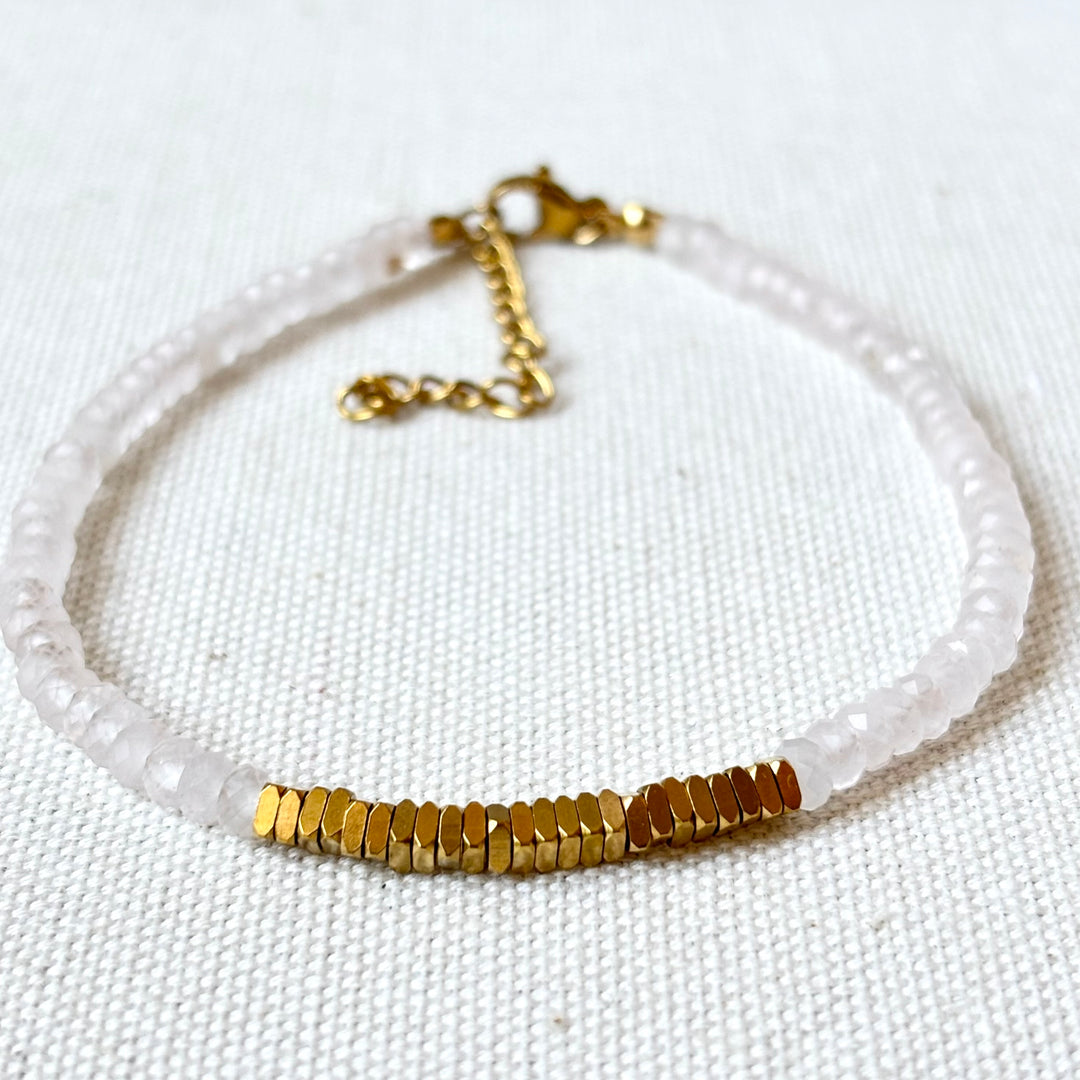Rose Quartz & Gold Anklet