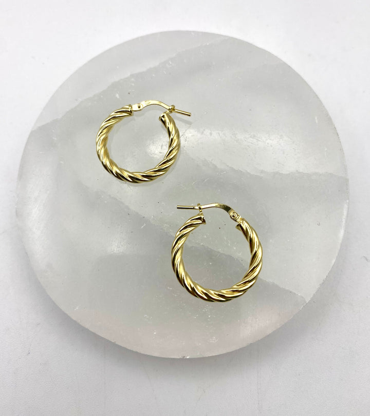 Golden Twist Hoop Earrings
