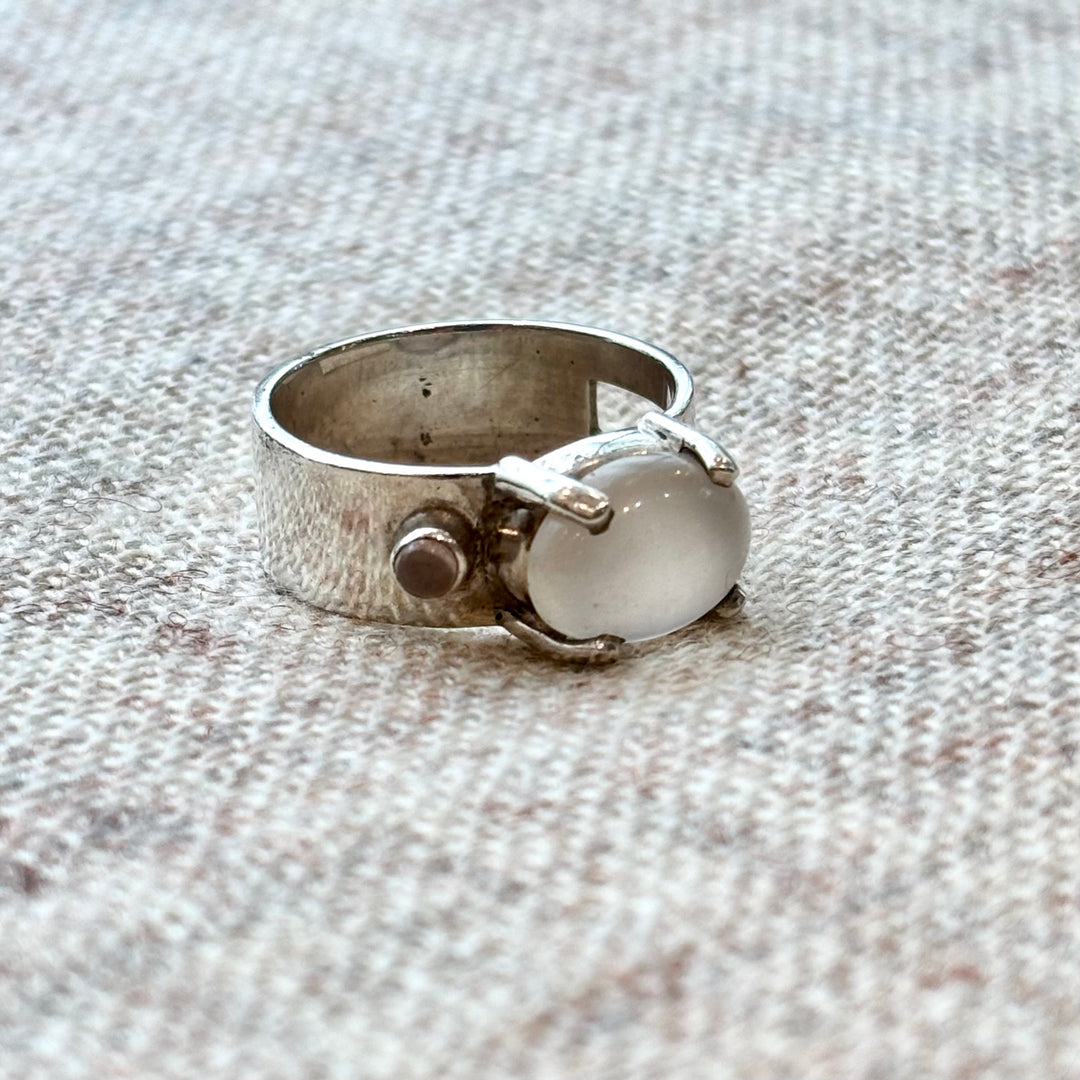 Double Moonstone Ring - Size O