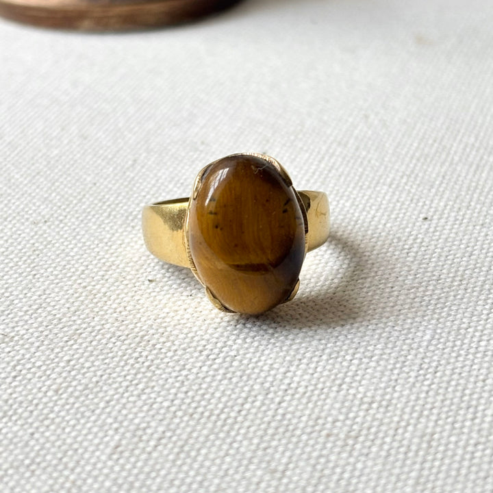 Handmade Tiger’s Eye Panchadhatu Ring – Size S