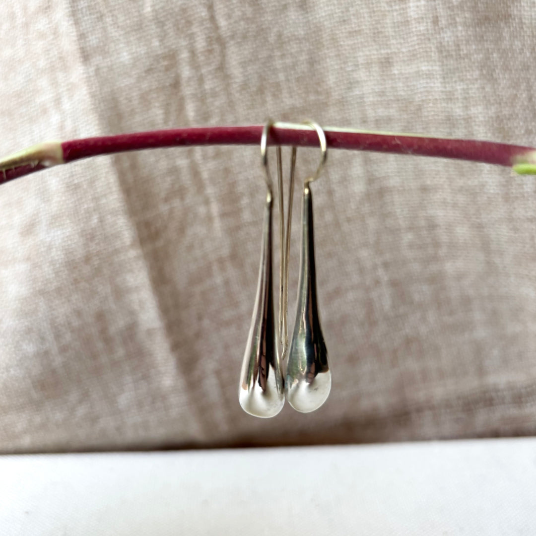 Long Sterling Silver Teardrop Earrings