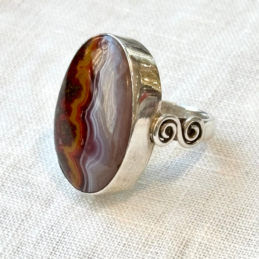 Sunset Banded Agate Silver Ring - Size L.5