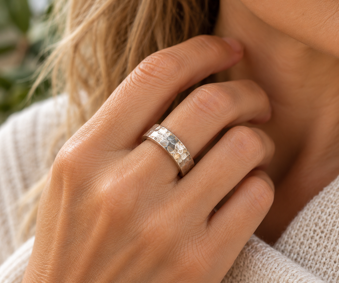 Handmade Sterling Silver Rustic Textured Band Ring