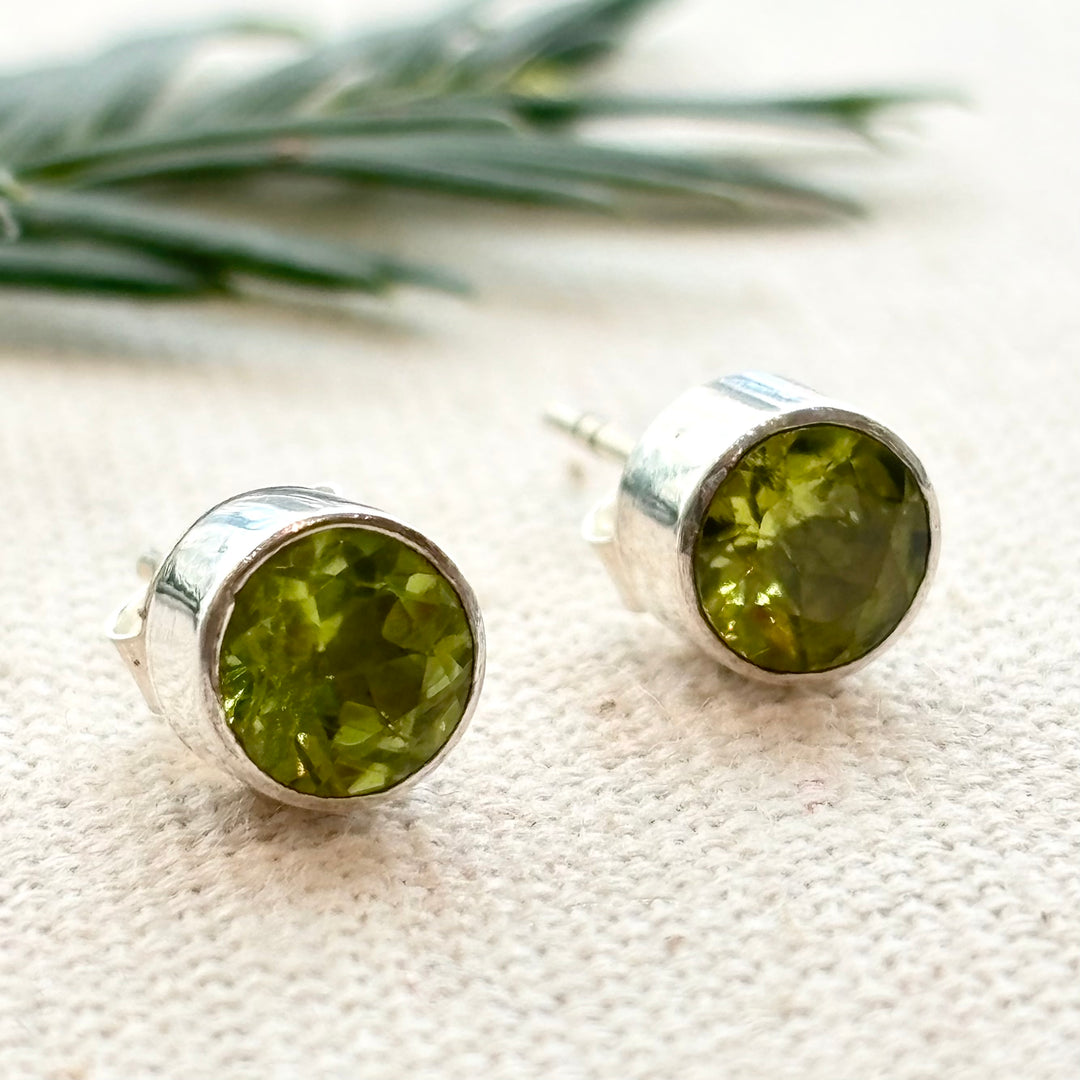 Sterling Silver Peridot Stud Earrings
