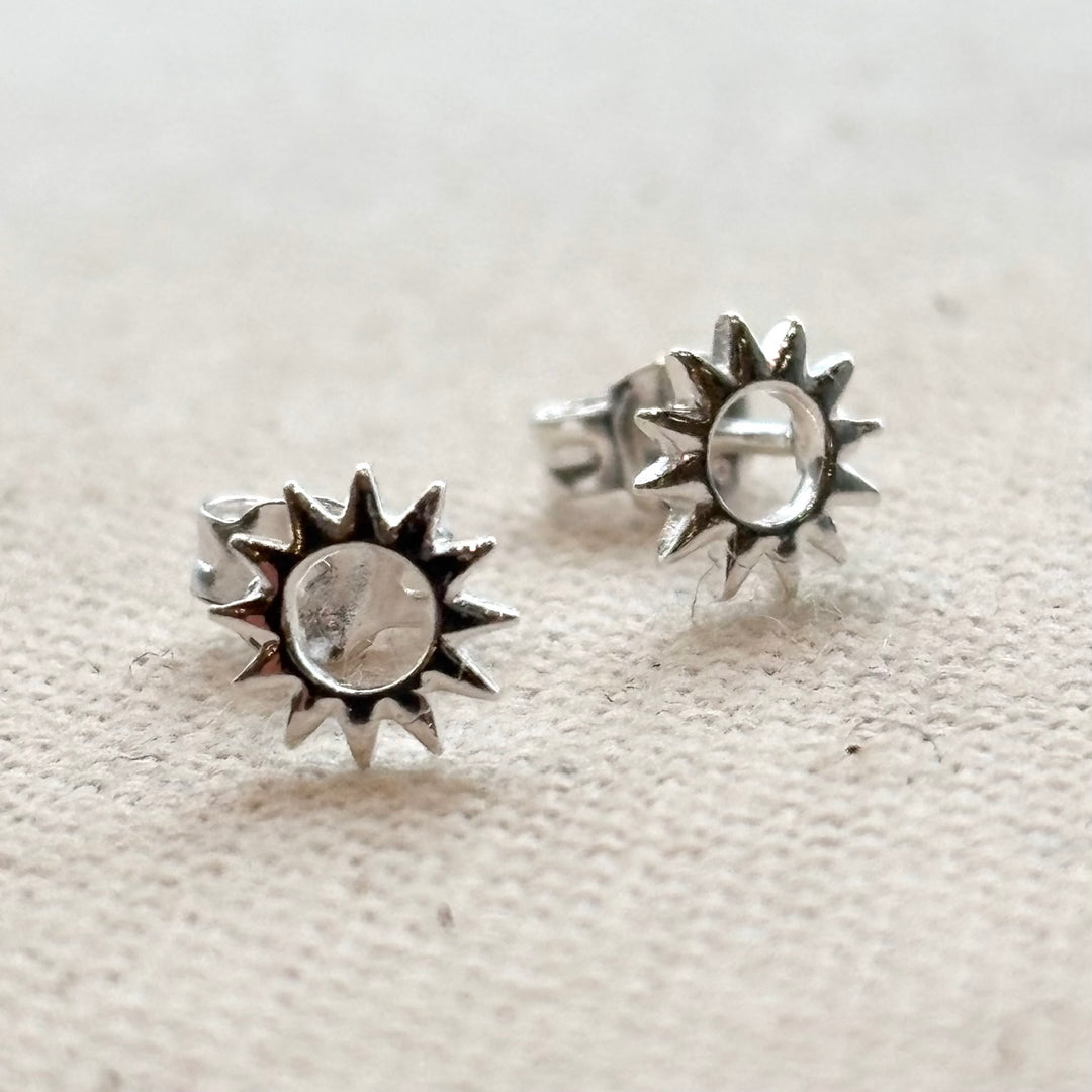 Sterling silver sun stud earrings